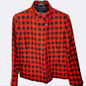 Louis Feraud Buffalo Plaid Jacket Red Black Size 4
